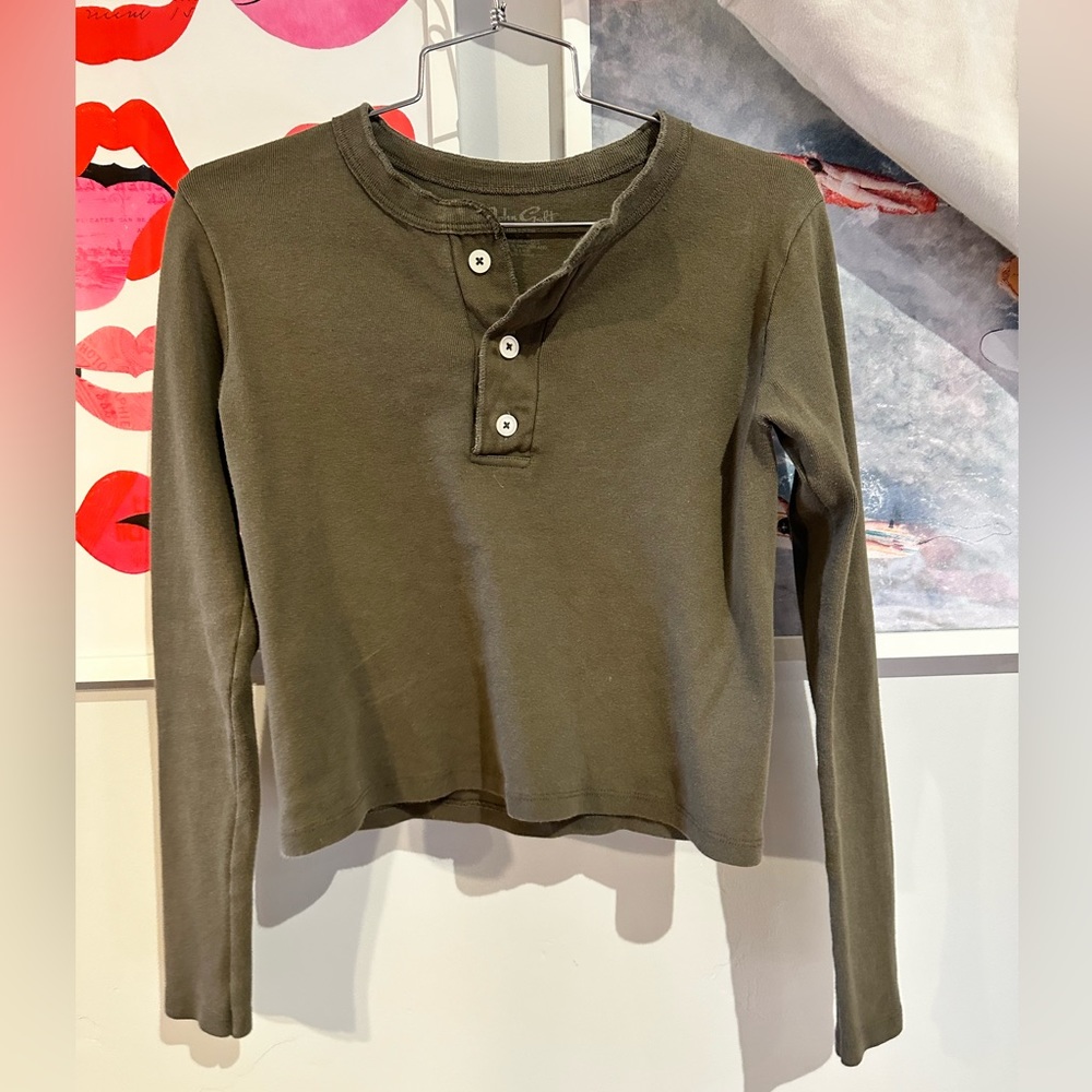 Brandy Melville John Galt Green button up long sleeve